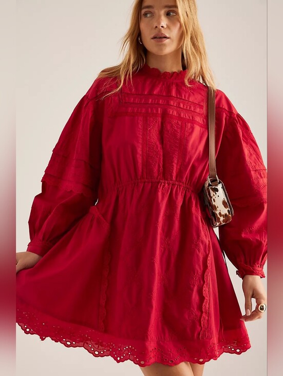 Damson Madder Dresses & Skirts - 🤍🌹✨ Damson Madder Clancy Mini Dress w/Puffed Sleeves and Lace Trim Details W12